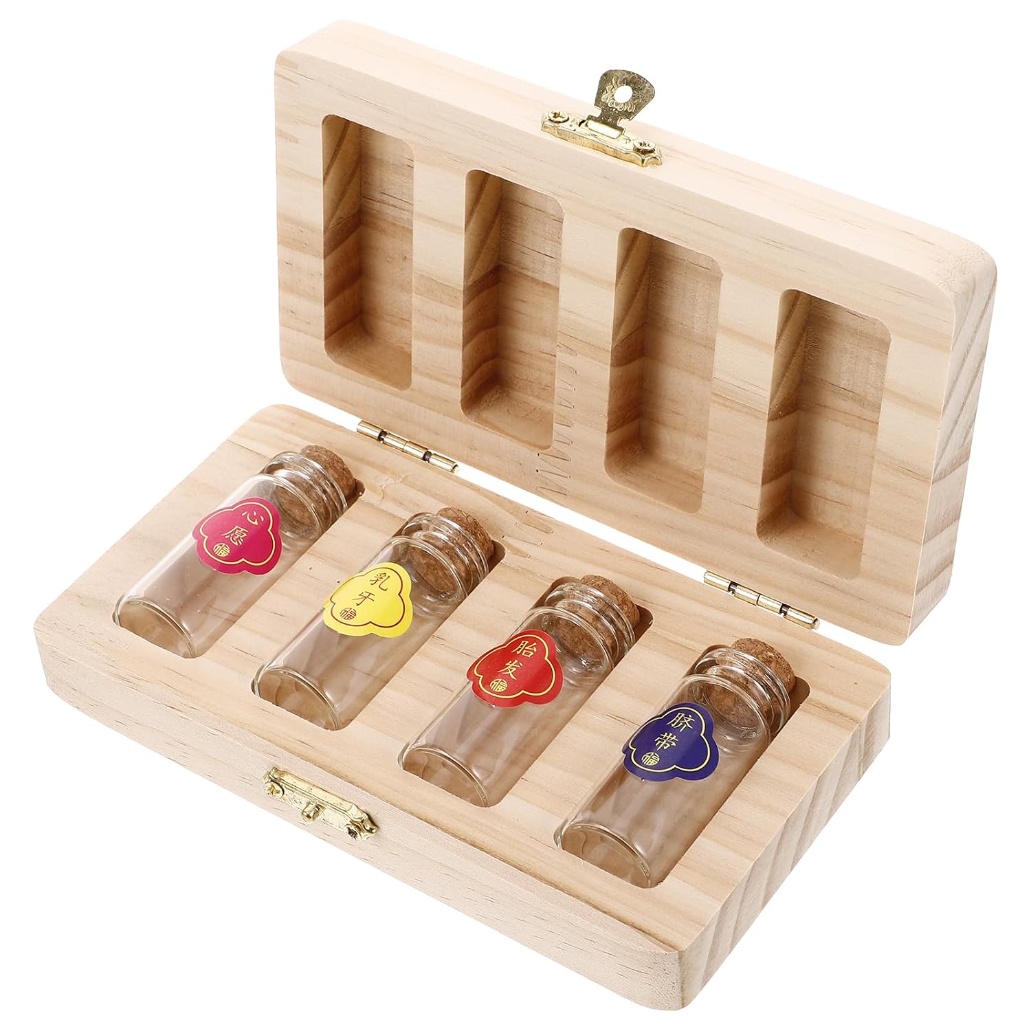 Abaodam Baby Keepsake Box for Umbilical Cord and Lanugo Hair Storage with 4 Bottles Infant Fetal Hair Collection Case Newborn Memory Keepsake Organizer