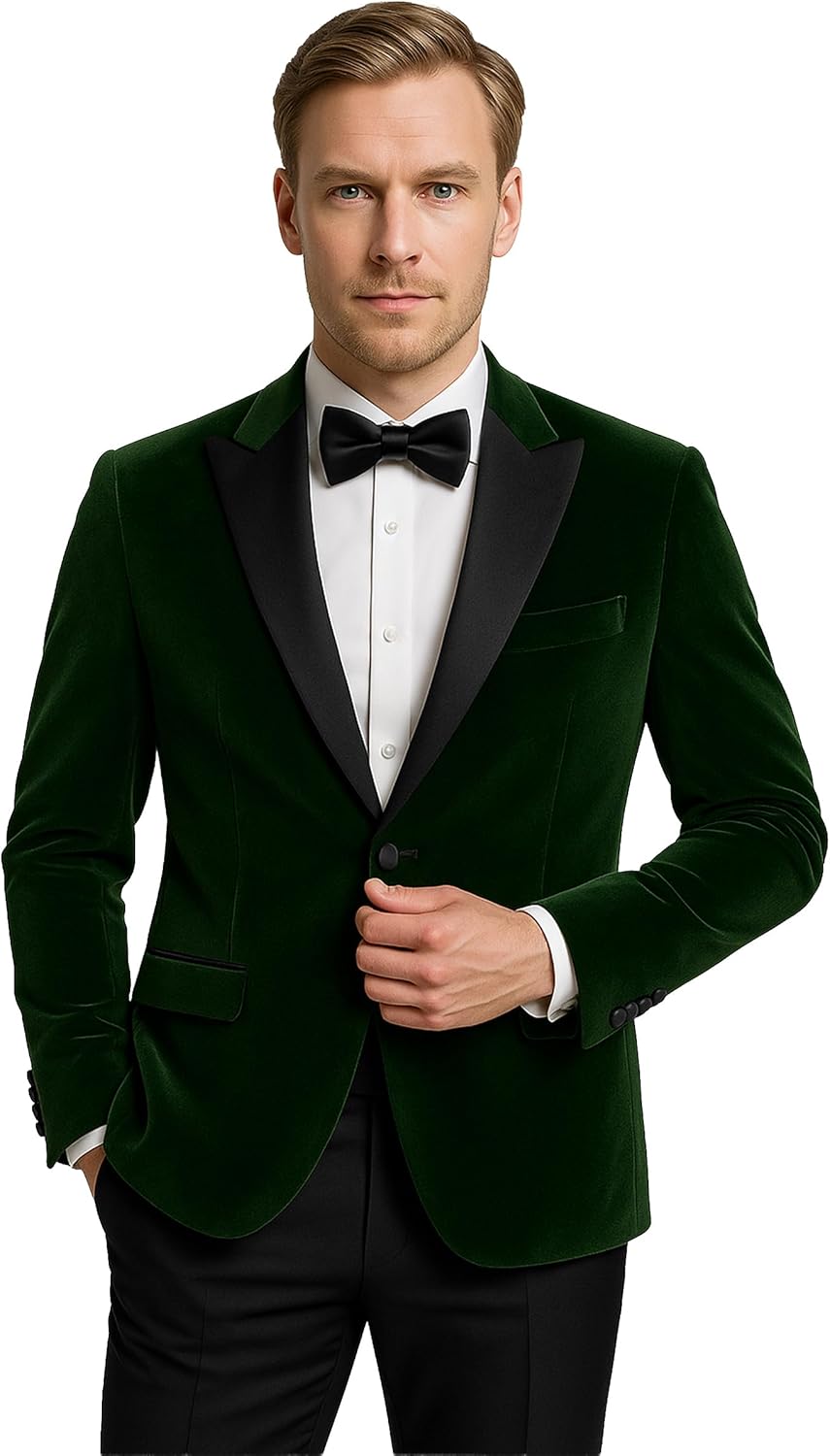 Men’s & Boys Velvet Blazer Satin Lapel Formal Wedding Father-Son Dinner Jacket