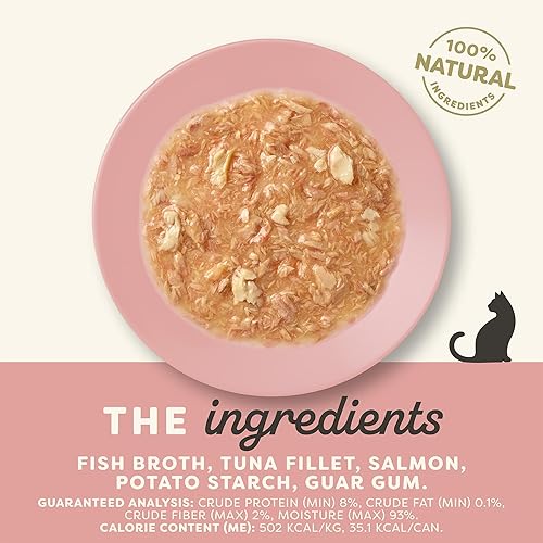 Miniatura 3 de Applaws Wet Cat Food, 24 unidades, alimento húmedo enlatado de ingredientes limitados, atún y salmón en salsa, latas de 2.47 onzas