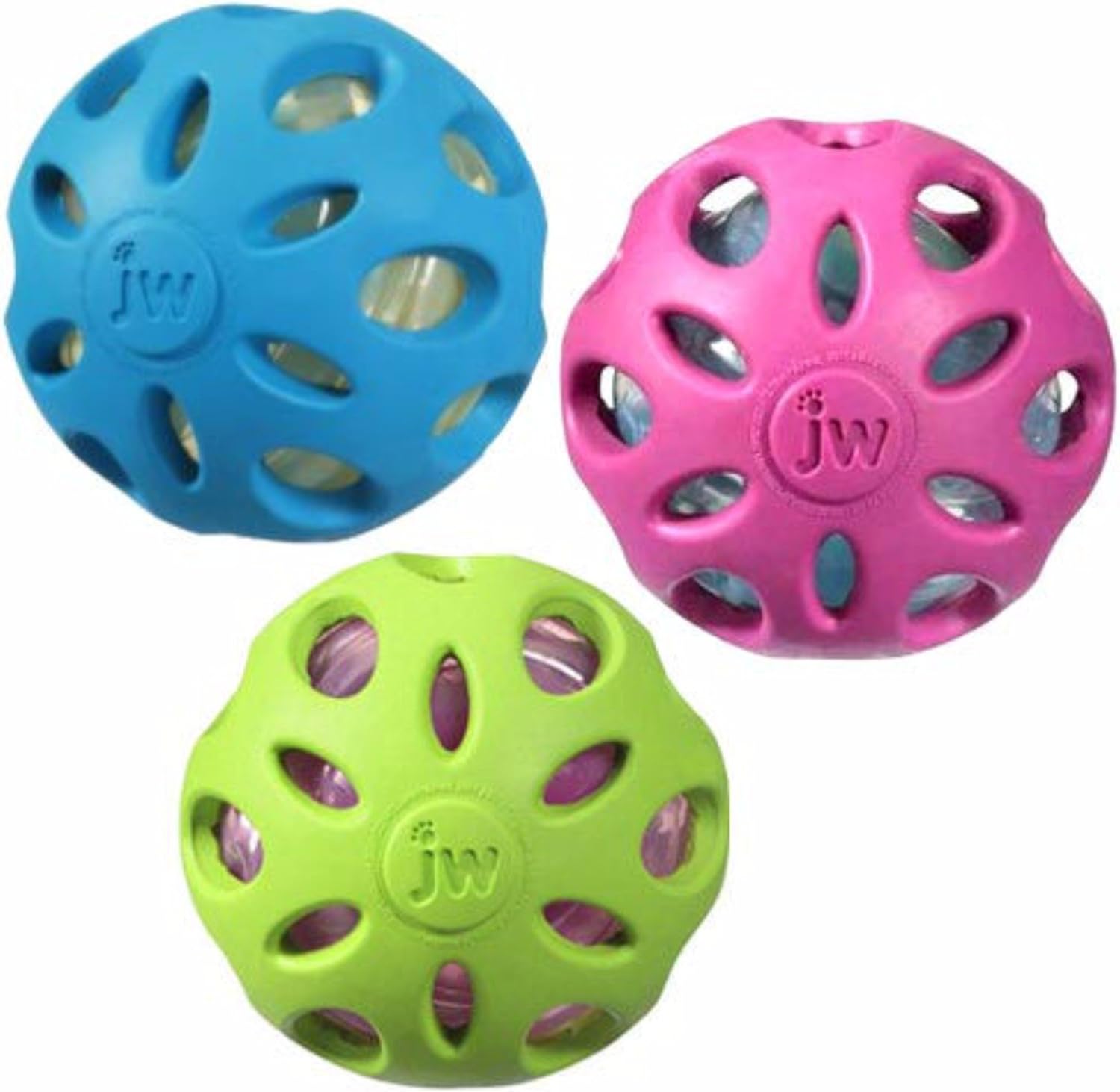 JW Pet Crackle Heads Ball Dog Toy [Set of 3] Size: Medium (8" H x 3" W x 3" L), Color: Green