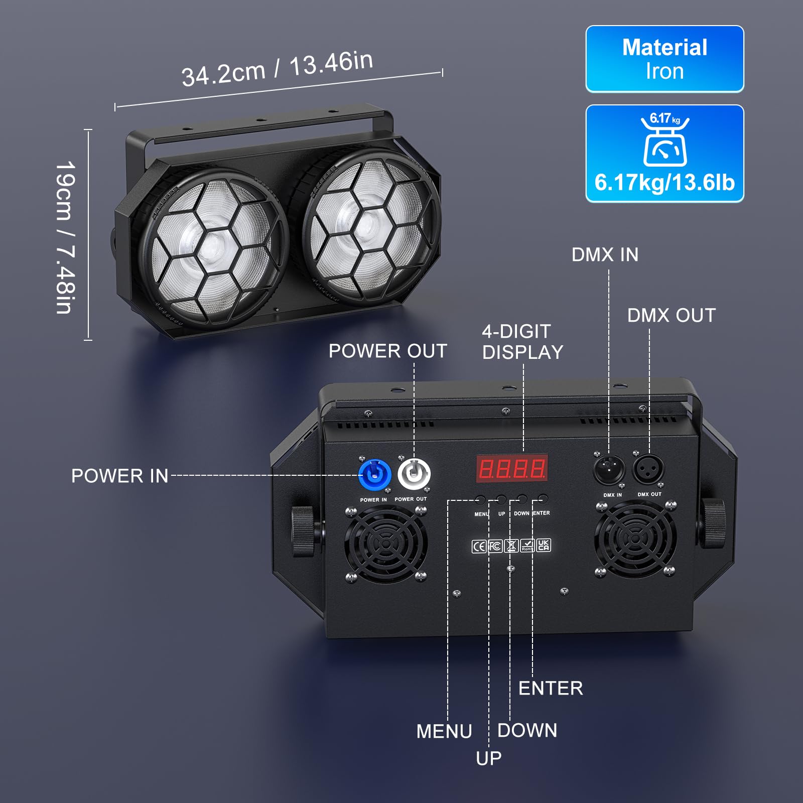 200W Par LED COB+RGB Luces Escenario,Blanco Frío/Cálido Foco Escenario,Control DMX512/Auto/Sonido/Estroboscópico,Foco Par Teatro para DJ Bar Boda Iglesia Conciertos Discoteca Navidad,1 PCS