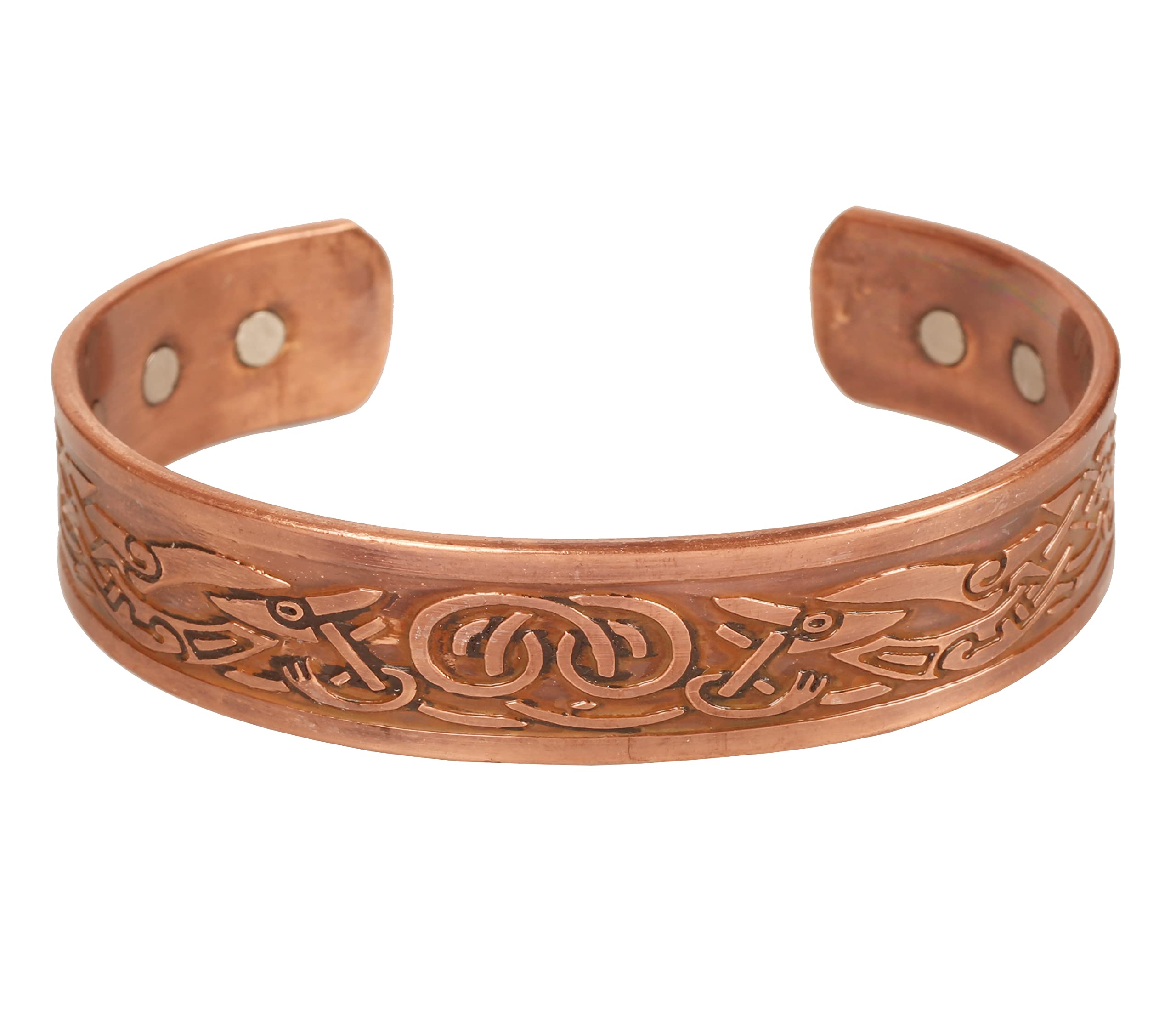 TouchstoneHandcrafted Copper Bracelet Hand Forged with Solid and High Gauge Tibetan Style Engraved Cuff Jewelry For Women Men