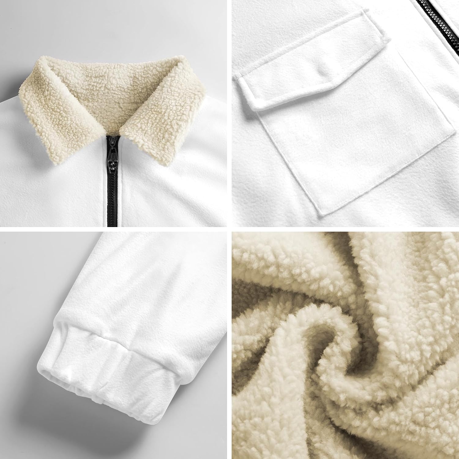 Women Winter Sherpa Lined Fleece Jacket, Long Sleeve Zip Up Ginkgo Leaves Fuzzy Coats Warm Soft Polar Outwear