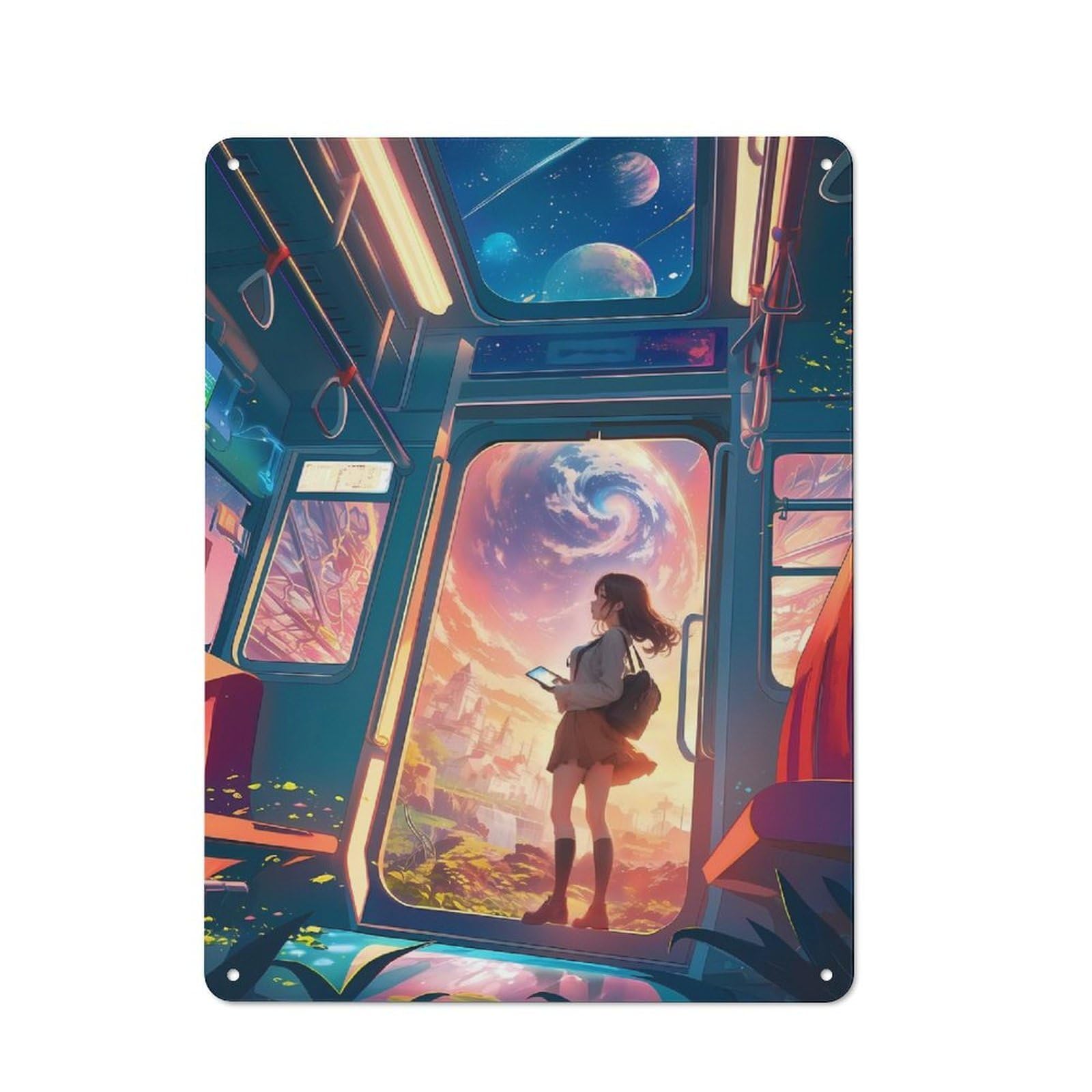 Train to A Fantasy World Metal Tin Sign, Small Wall Accent for Small Toilet, Washroom And Hallway, 40x30cm