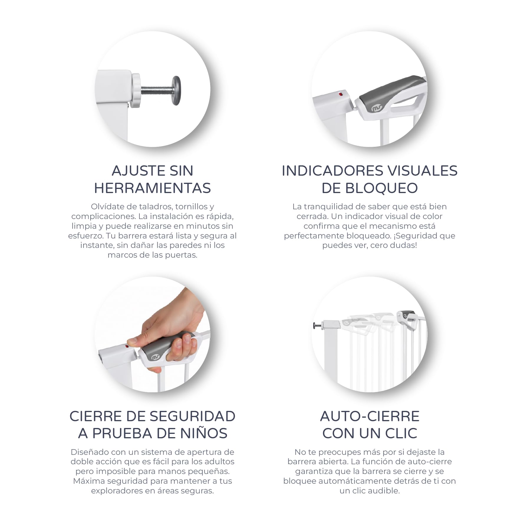 MS BabyWorld – Barrera de Puerta – Barrera de Seguridad para Niños y Mascotas | Autocierre | para Puertas y Pasillos | 75 a 82 cm | Fácil Instalación