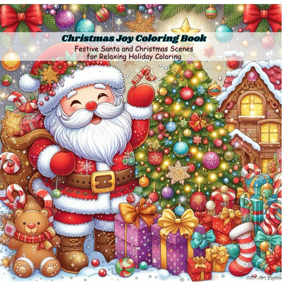 Christmas Joy Coloring Book: Festive Santa and Christmas Scenes for Relaxing Holiday Coloring - Vol - 01