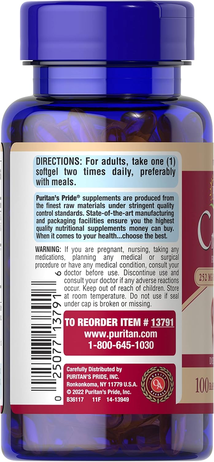 Triple Strength Cranberry Fruit Concentrate 12,600 Mg, Supports Urinary and Bladder Health, 100 Count by Puritan's Pride : Health & Household