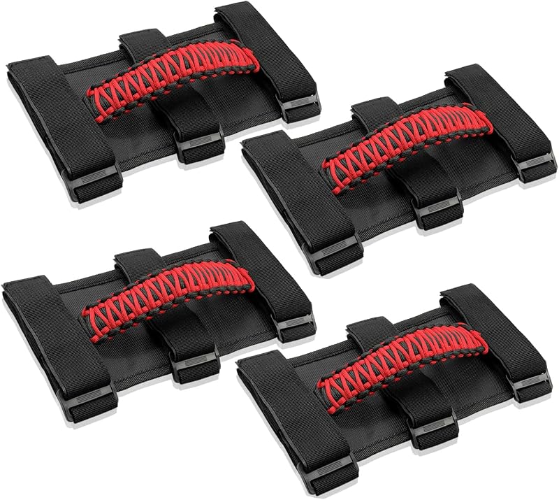 Alças de apoio para barra anticapotamento Bentolin vermelhas para Jeep Wrangler – 4 unidades