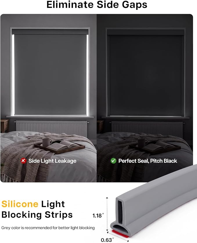 Bloqueador de luz para persianas, negro, 72", 2 piezas miniatura 2