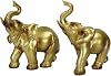 Ebros Gift Gold Patina Feng Shui Auspicious Elephants with Trunk Up Statue Set of 2 Thai Buddhism Noble Elephant Pair Trumpeting Left and Right Directions Animal Sculpture