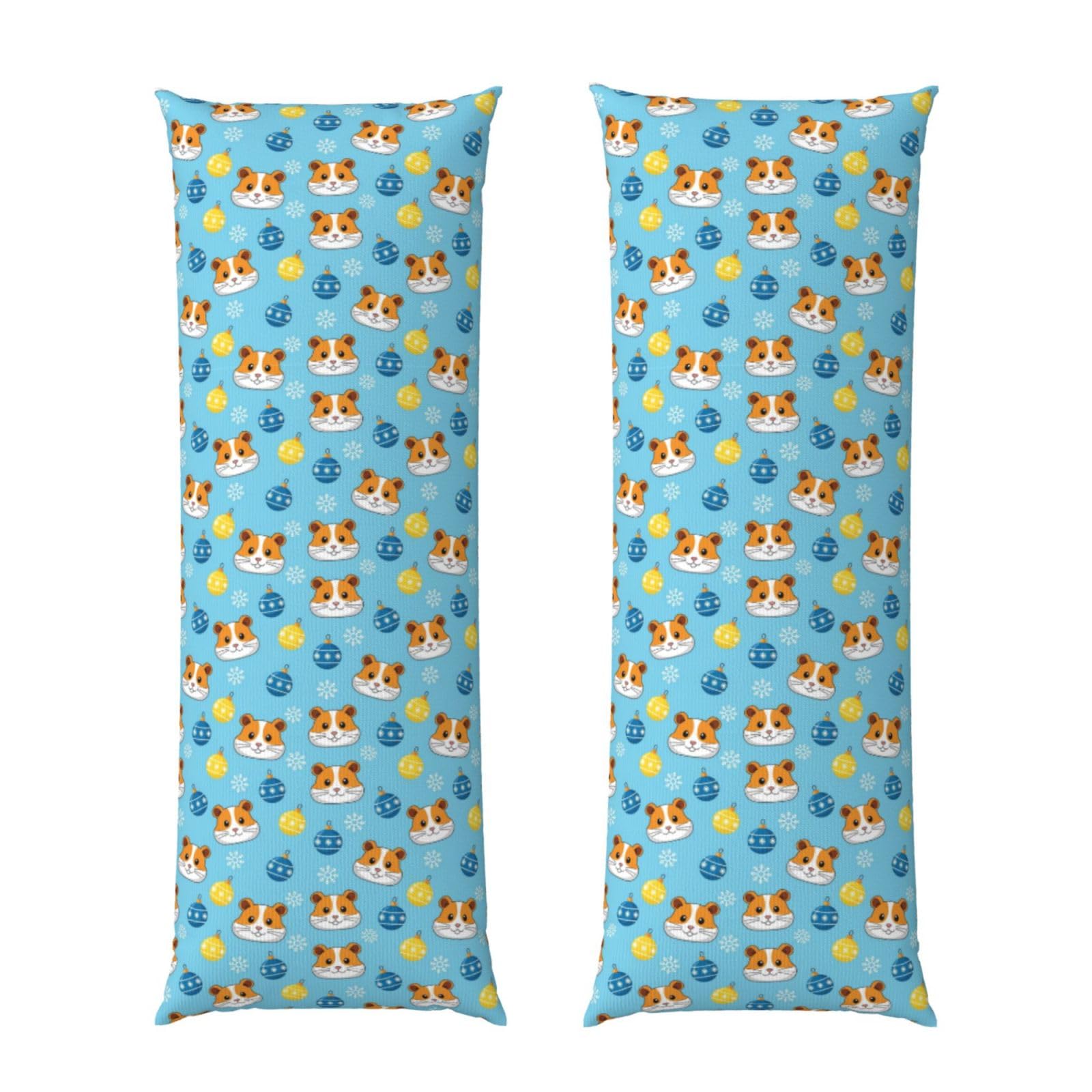 Body Pillow Cover 20x60 Guinea Pig Snowflakes Christmas, Premium Velvet Long Pillowcase with Hidden Zipper, Breathableffy Rectangular Case for Bedroom Home