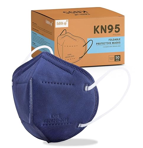Miniatura 9 de Mascarilla KN95, 50 unidades, envueltas individualmente, mascarillas desechables de 5 capas moradas para adultos, eficiencia del filtro del 95 %,