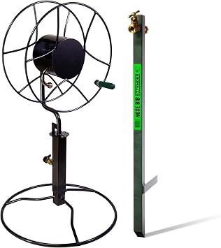 Yard Butler Free-Standing Swivel Hose Reel & Hose Bib Extender Bundle - Heavy-Duty Powder Coated Steel Storage & Water Access Solution - Outdoor Watering Accessory for Lawn & Garden Use
