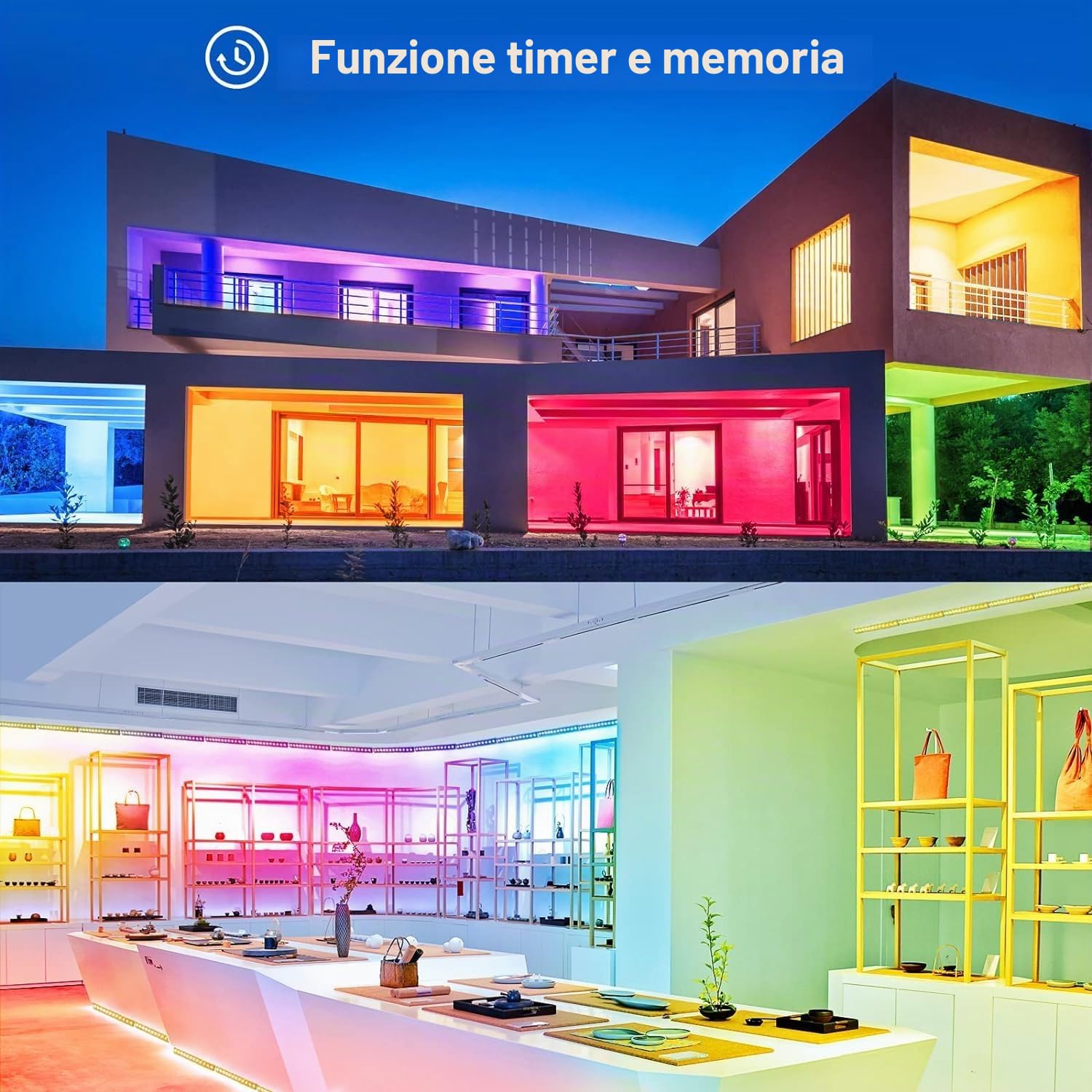 Linke Faretti LED RGB 42W con telecomando - Intensità variabile - Multicolore - IP66 - Impermeabile - Con funzione di memoria - Per esterno e interno - Per feste, giardino