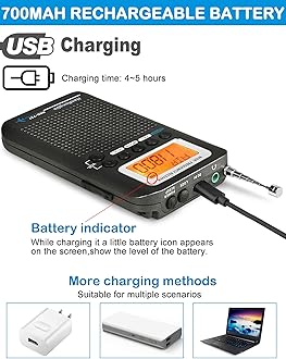 Air Band Radio Receiver, Portable FM AM SW Full Band Radio, CB Receiver Digital Alarm Speaker with Extend Antenna LCD Display HRD-737