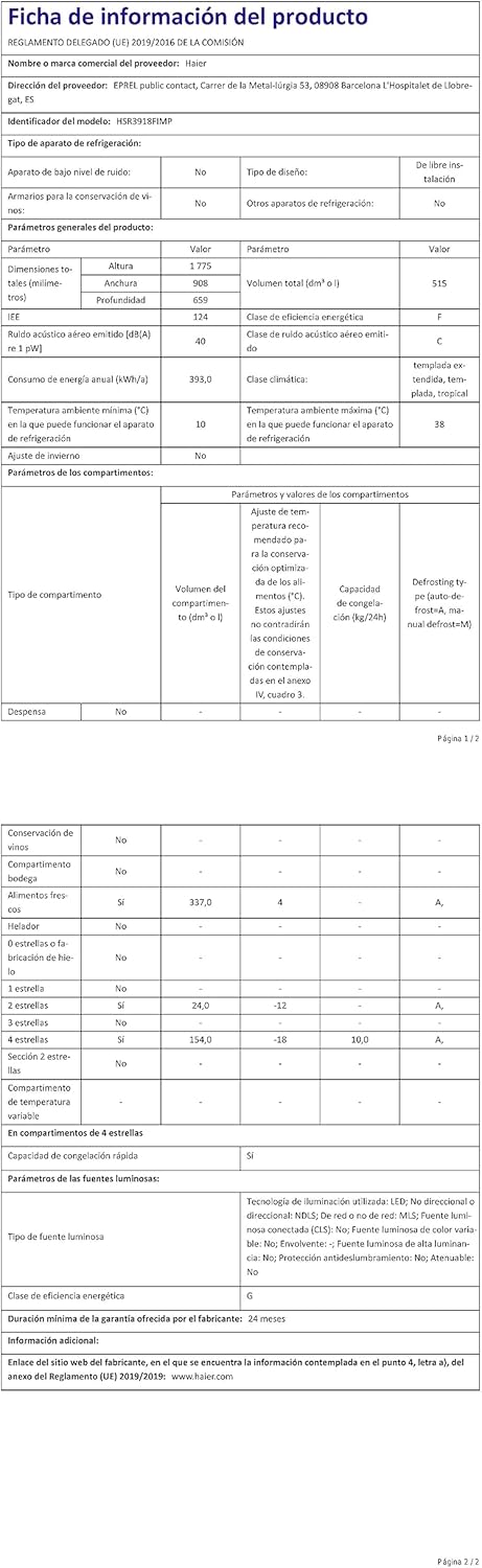 Haier SBS 90 Serie 3 HSR3918FIMP Frigorifero Side by Side, 515 L, 2 Porte, No Frost, Water Dispenser, Luce LED, Classe F, 90,8x65,9x177,5 cm, Grigio Haier SBS 90 Serie 3 HSR3918FIMP Frigorifero Side by Side, 515 L, 2 Porte, No Frost, Water Dispenser, Luce LED, Classe F, 90,8x65,9x177,5 cm, Grigio
