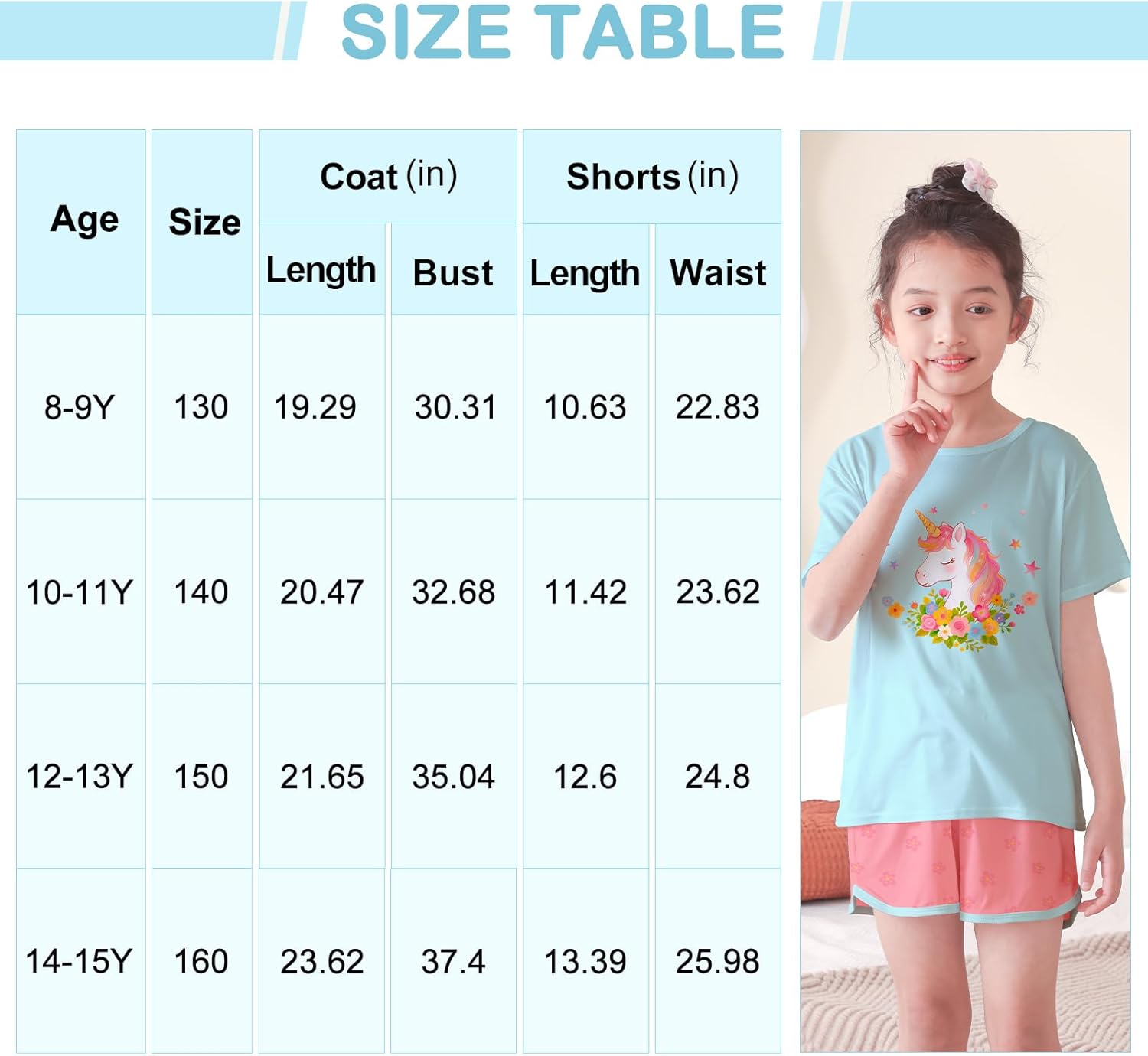 ICOSY Girls Pajamas for Kids Pajamas Toddler Girls 2 PCS Short Sleeve Top and Shorts Clothes - Image 6