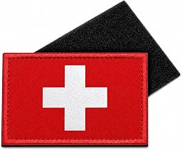 Patch brodé drapeau suisse, croix réfléchissante, fixation crochet et boucle, 8 x 5 cm, pour sac à dos tactique et vêtements d'extérieur