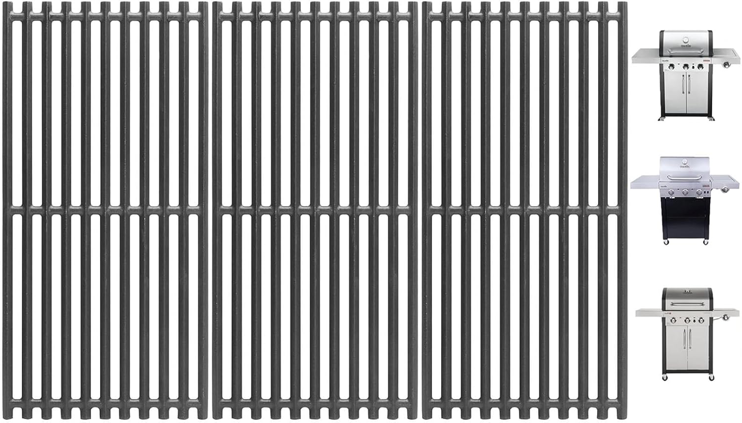 G474-0017-W2 Grill Grates for Charbroil Tru Infrared 3 Burner Grill Replacement Grates 463246018 463242516 463355220 466242515 3-Burner Amplifire,Signature & Commercial Charbroil Grill Parts,Cast Iron