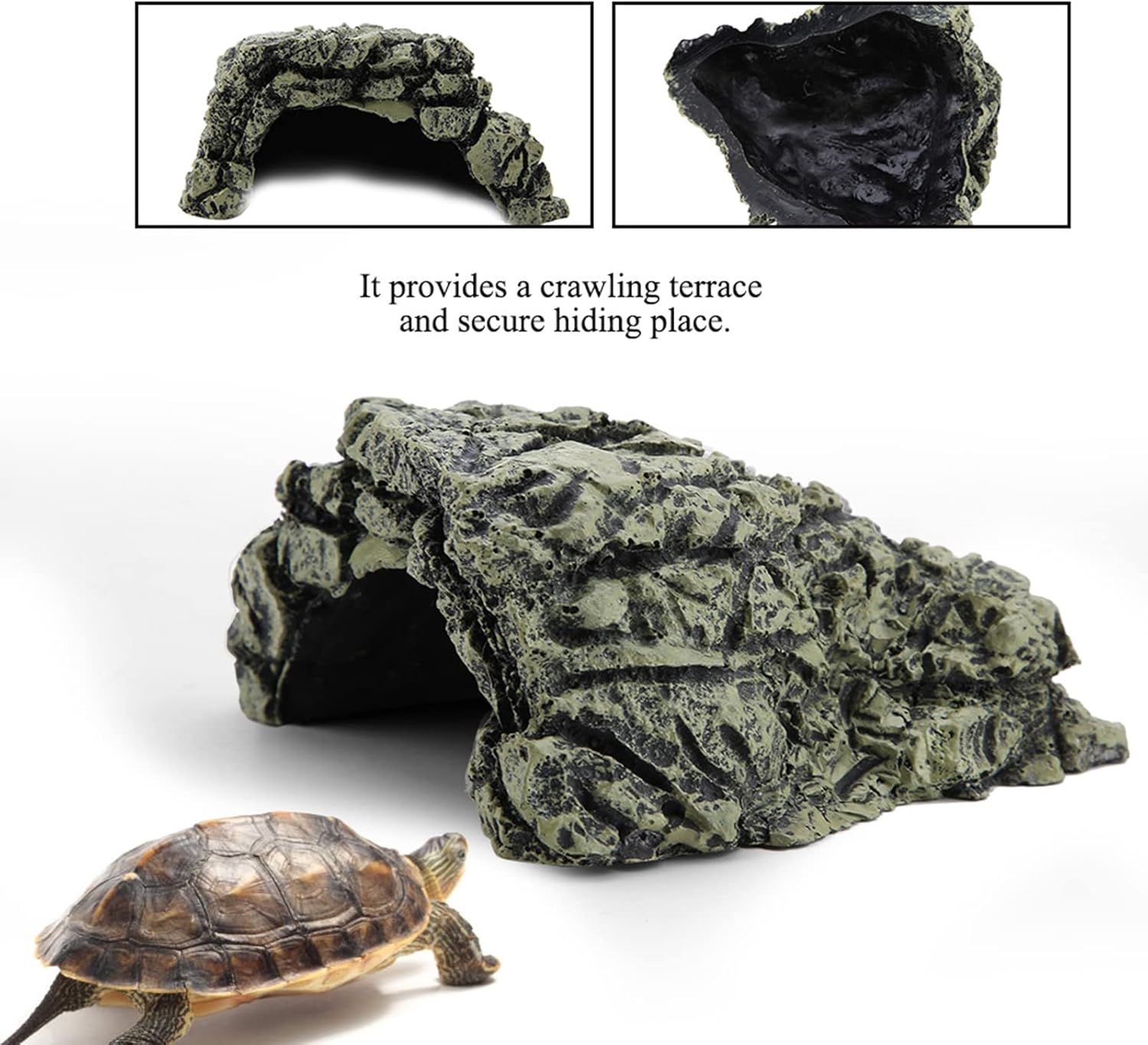 Weiyiroty Fish Hiding Cave, Turtle Hiding Resin Cave, Aquarium Turtle Reptile Basking Hide House Habitat Shelter Decoration Ornament for Aquarium, Tank, Pond, etc(DB-025B Medium) - Image 5
