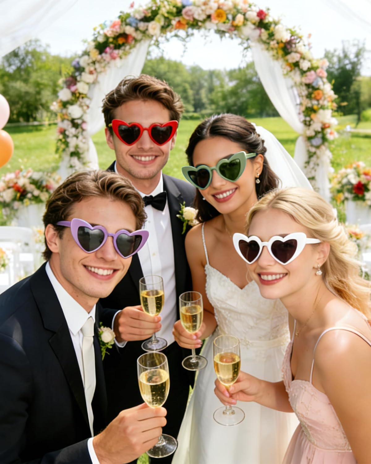 Pibupibu 100 Pack Heart Shaped Sunglasses Bulk Wedding Gifts Bachelorette Bridal Party Favors for Guests Reception