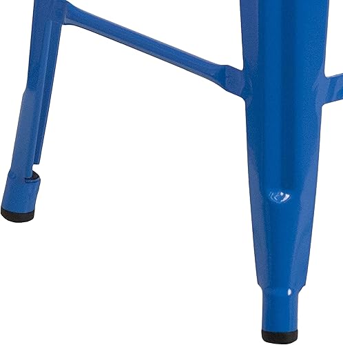 Miniatura 6 de Merrick Lane Taburete de altura de mostrador de la serie Newark - Acabado menta - Marco de metal con refuerzo cruzado - Diseño sin espalda -