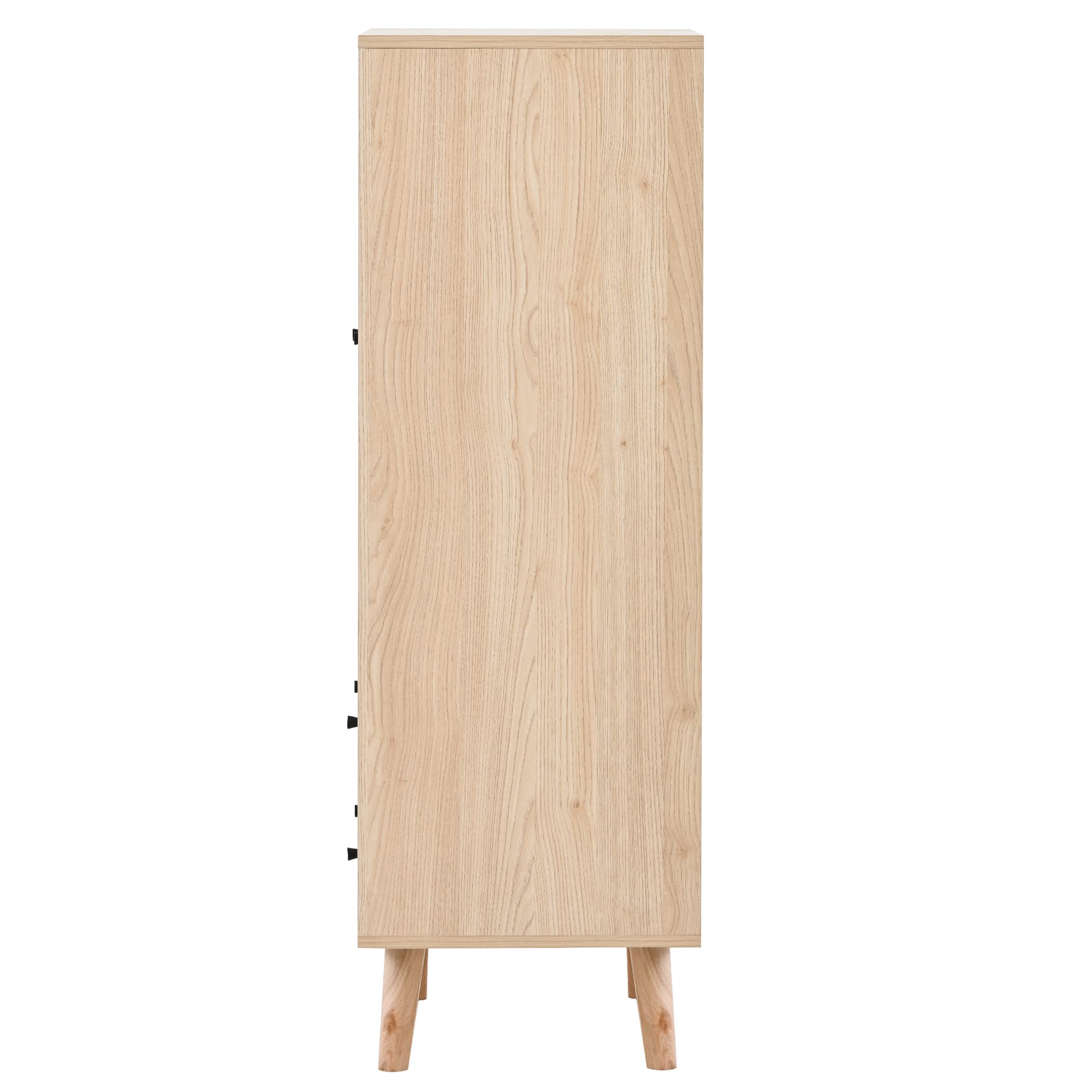 Merax Kommode mit 2 große Schubladen und 2 Türen, Badezimmerschrank aus Holz mit Rattan Türen, Highboard Küchenschrank Bücherschrank, für Schlafzimmer & Wohnräume & Büro, Offwhite, 60 x 40 x 120 cm