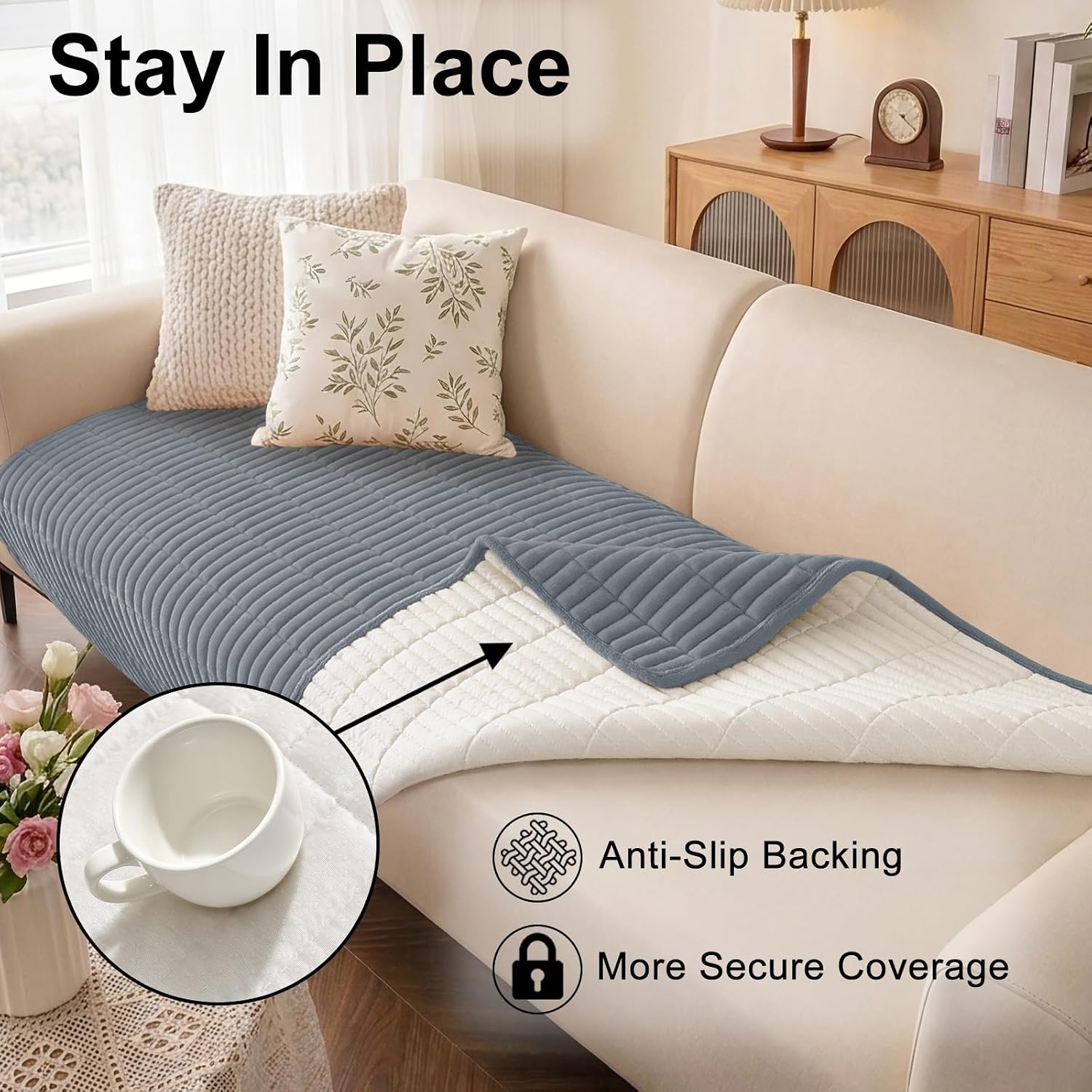Smiry Couch Covers for Dogs, Non Slip Plush Washable Sofa Cover for Pets