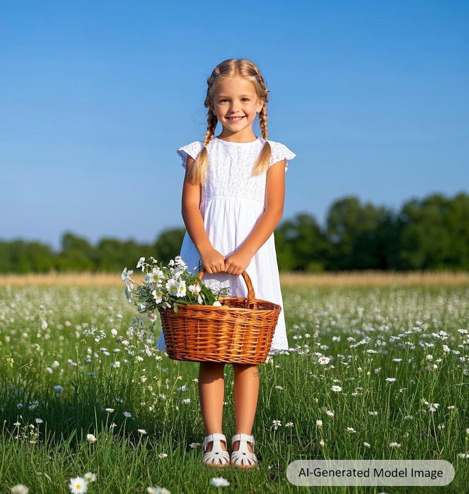 Image of Felix & Flora Toddler Girls Sandals Flower Girl Shoes Soft Rubber Princess Flat Shoes