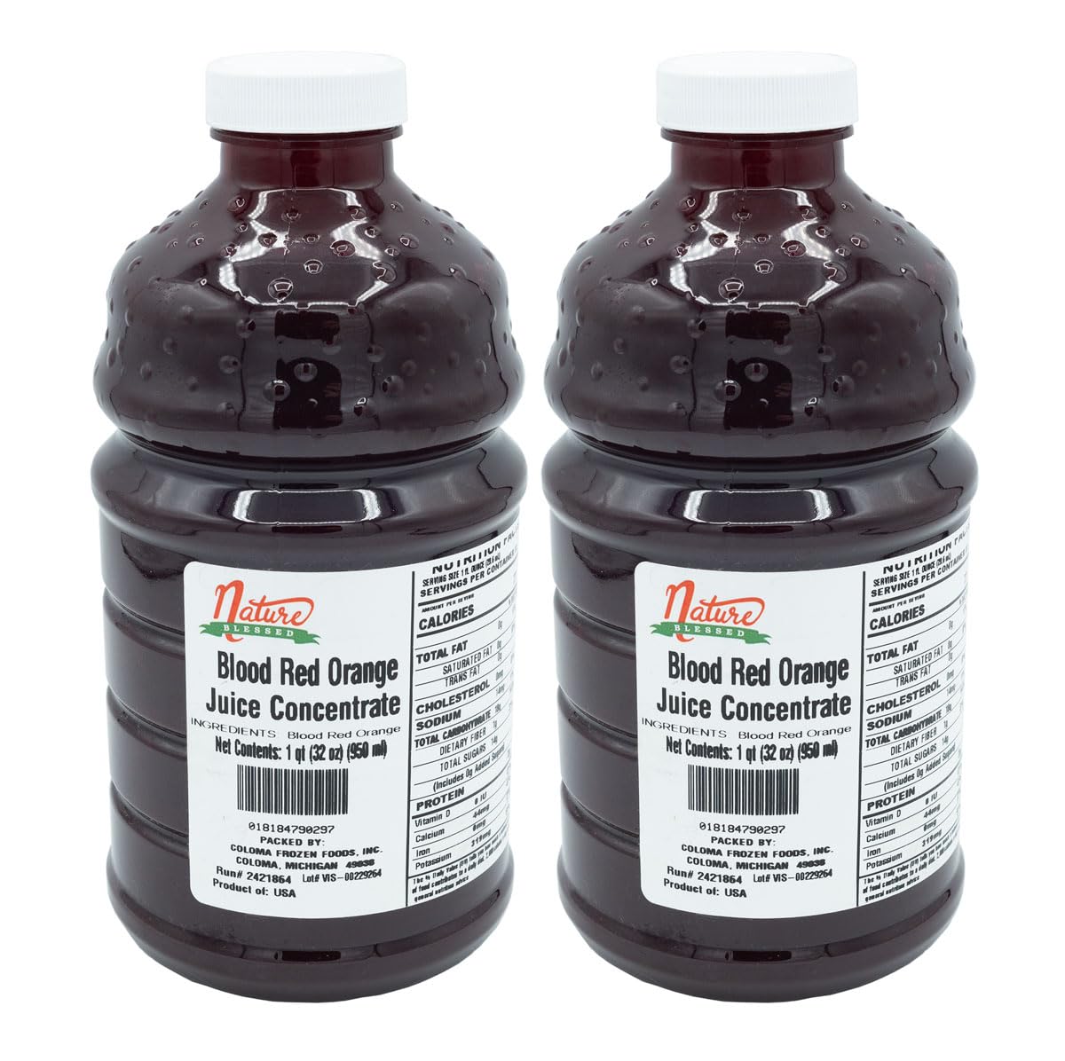 Nature Blessed 100% Pure Blood Red Orange Fruit Juice Concentrate - 2 Quarts (2/32 fl oz bottles), Applications: Home Wine Making, Brewing, Distilling
