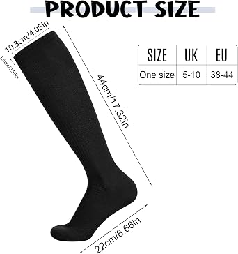 FRIUSATE 3 Pairs Football Socks for Men, Black Soccer Socks Long Sports Socks for Adult Rugby Hockey Running Gym Workouts (38-44)
