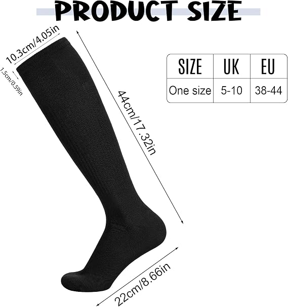 FRIUSATE 3 Pairs Football Socks for Men, Black Soccer Socks Long Sports Socks for Adult Rugby Hockey Running Gym Workouts (38-44)