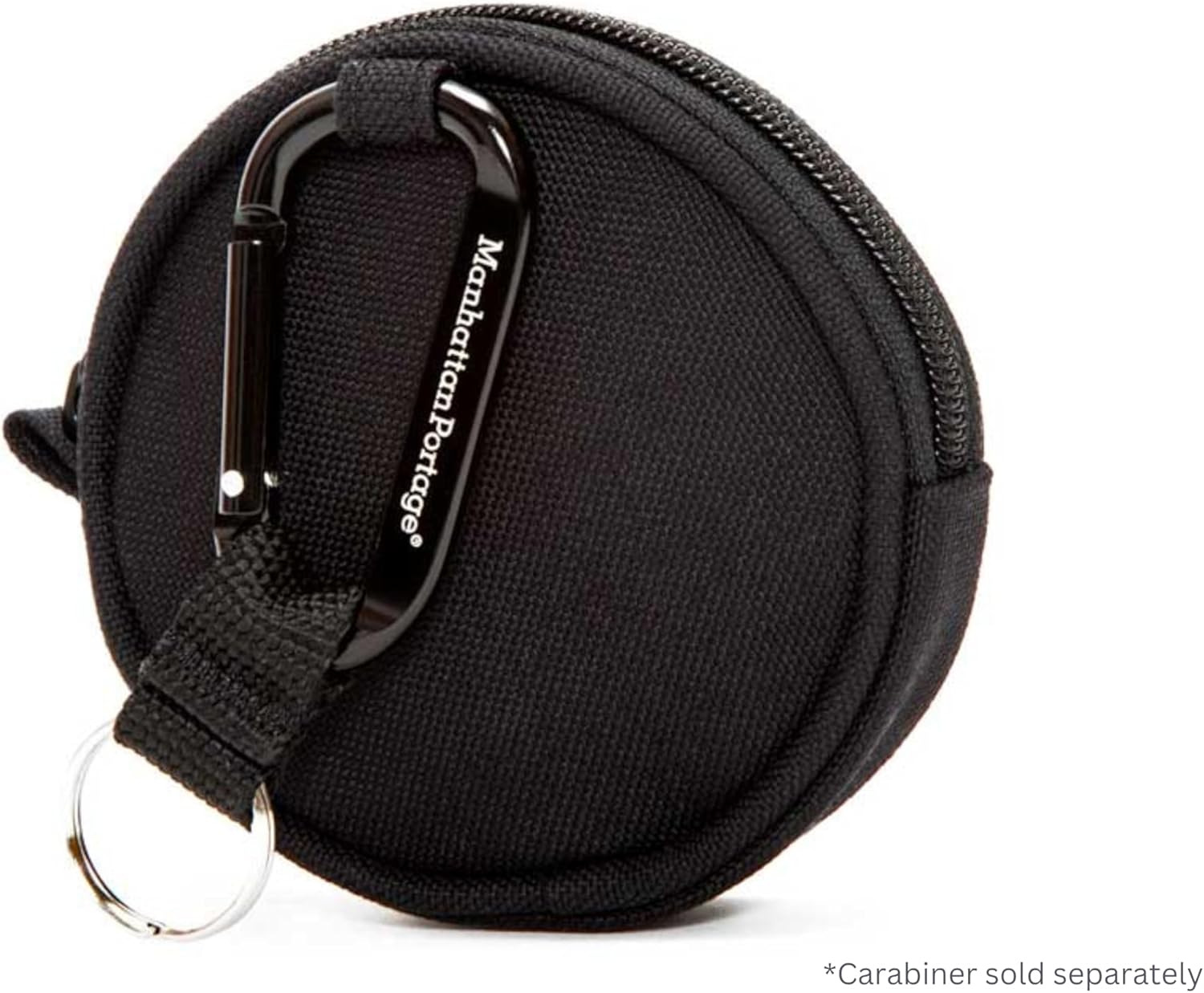 Ellington Circle Coin Purse Compact Wallet with Zipper Closure & Carabiner Loop 1000D Cordura Travel & EDC Organizer (Black) - Image 5