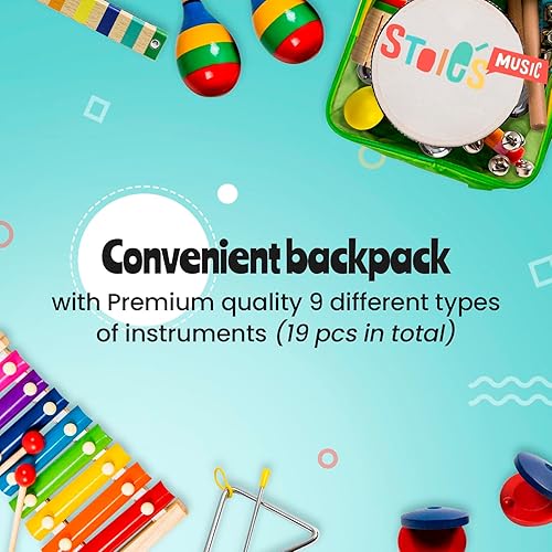 Miniatura 6 de Stoies Juego de 19 instrumentos musicales para niños pequeños de 3 a 5 años juguetes musicales de percusión de madera para bebés para niños pequeños