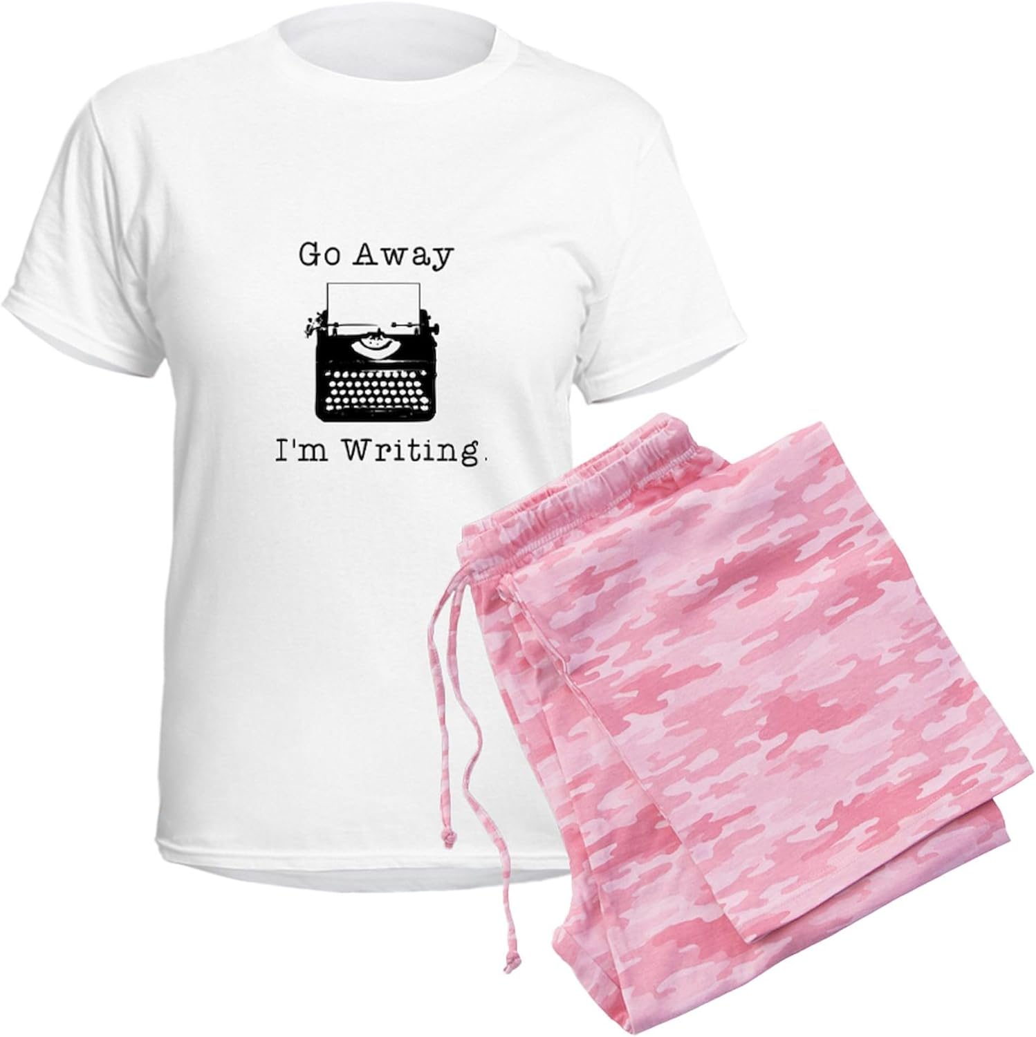 CafePress Go Away I'm Writing Pajamas Women's Novelty Cotton Pajama Set, Comfortable PJ Sleepwear