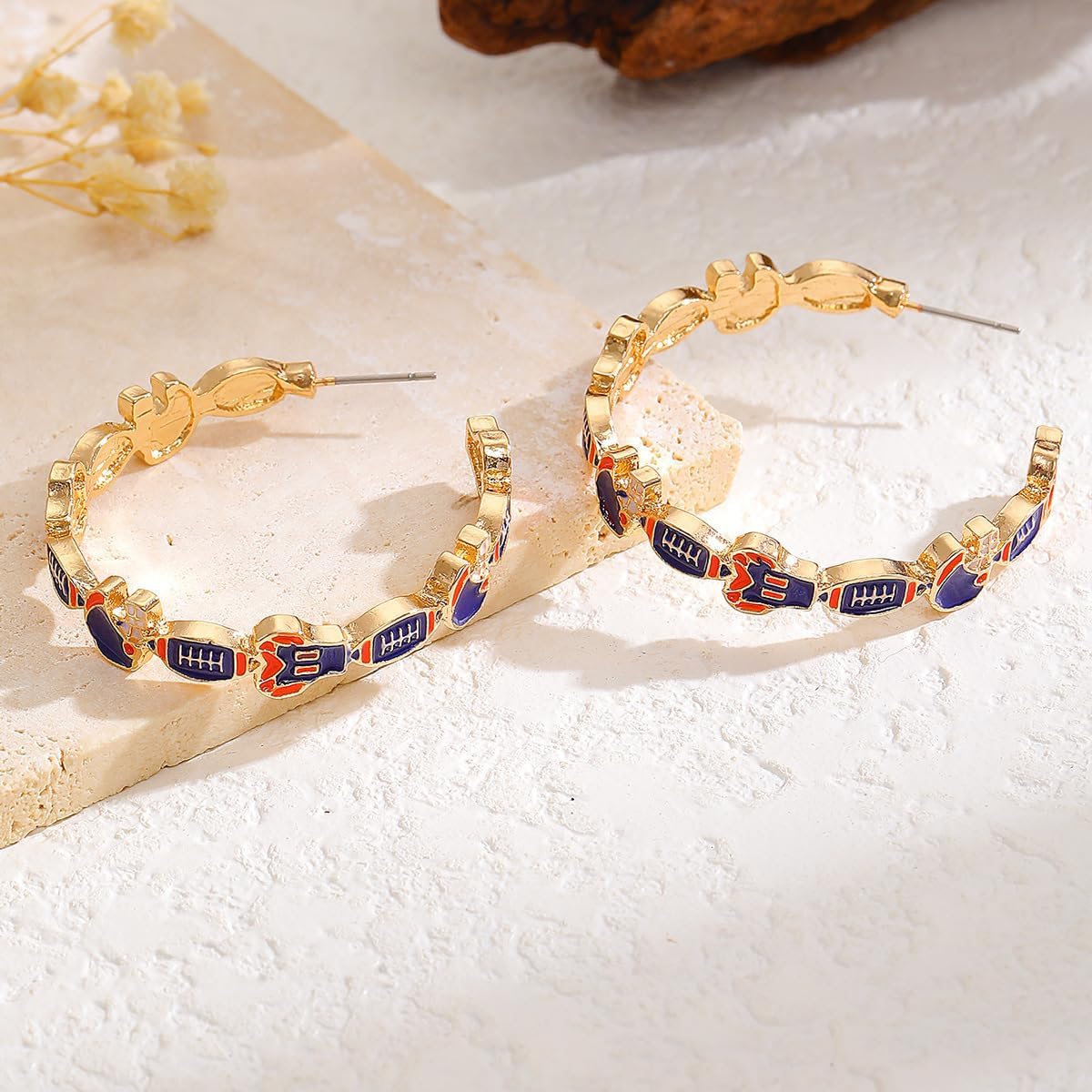 Colorful Football Dangle Drop Earrings Handmade Game Day Hoop Earrings for Women Sport Team Spirit Jewelry Game Day Outfits Accessories - Image 3