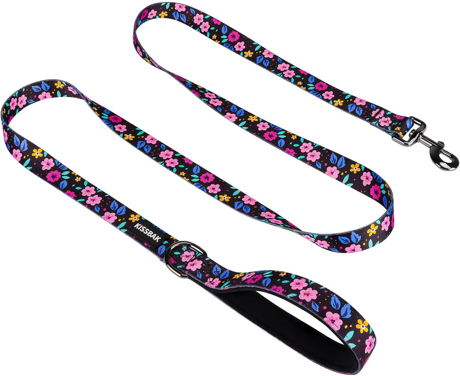 KISSBAK Dog Leash for Small Dogs - Comfortable Padded Handles,Premium Floral Sunflower Dog Training Leash,Walking Lead for Dogs (Floral, Small (5/8 Inch x 4 Feet))