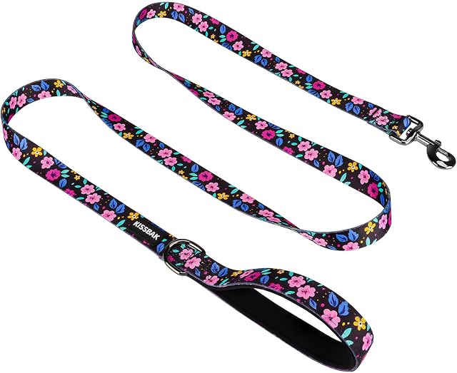 KISSBAK Dog Lead for Medium Dogs,Comfortable Padded Handles,Premium Floral Sunflower Dog Training Leash,Walking Lead for Dogs (Floral, Medium (1.5Mx2.0cm))