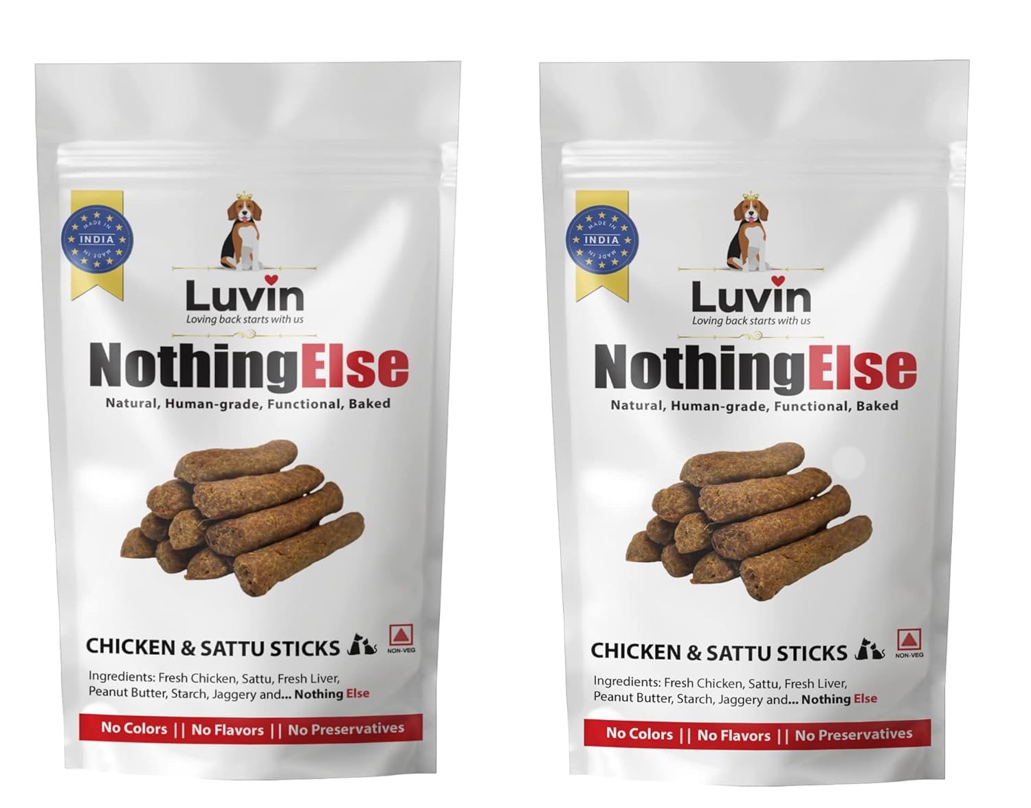Luvin Nothing Else | Chicken Sattu Sticks 150 GMS (Pack of 2) | Baked Treats for Dogs and Cats | Human-Grade | No Colors | No Flavors | No Preservatives,All Life Stages
