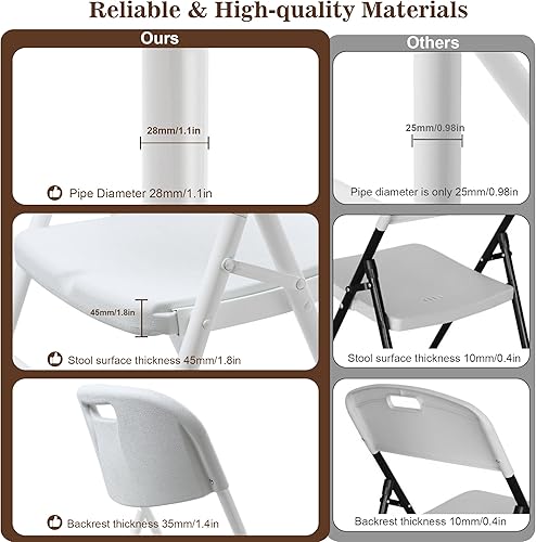 Miniatura 4 de Paquete de 8 sillas plegables, capacidad de peso de 700 libras, sillas plegables resistentes para interiores y exteriores, para restaurantes,