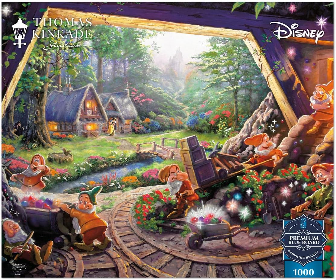 Buffalo Games – Thomas Kinkade Disney Seven Dwarfs 1000 Piece Jigsaw Puzzle | Sapphire Select Premium Blue Board Puzzle