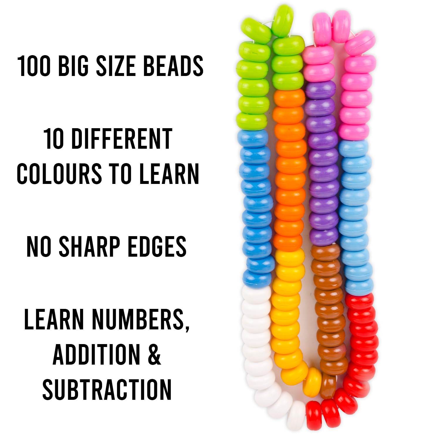 Prime 100 Counting Beads Jumbo Size for Kids, Age 3+, Multicolour - Image 2 thumbnail