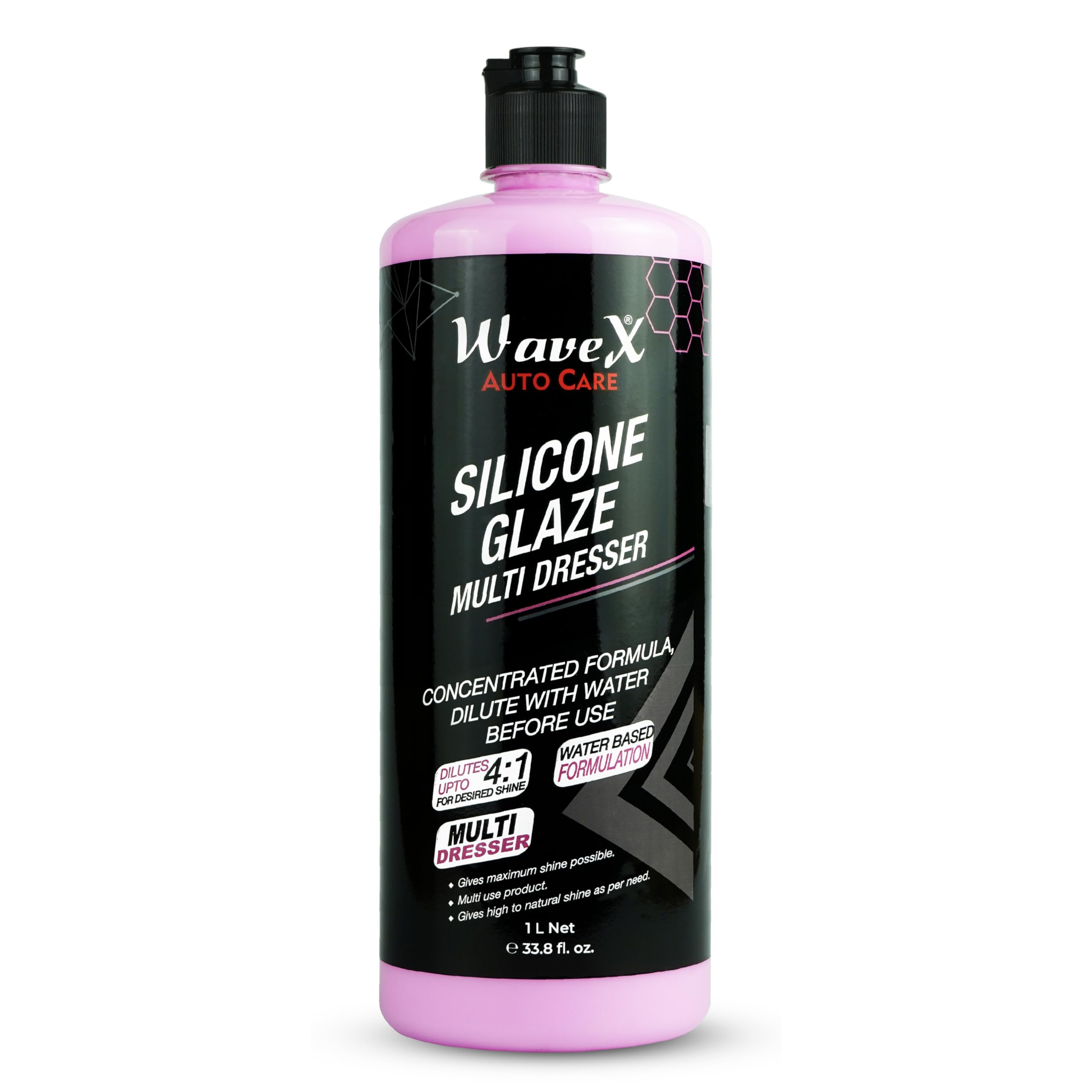Wavex Plastic Restorer | Silicone Glaze Car Polish Concentrate 1L | Multi Dresser | Dilutes Upto 4:1 for Desired Shine