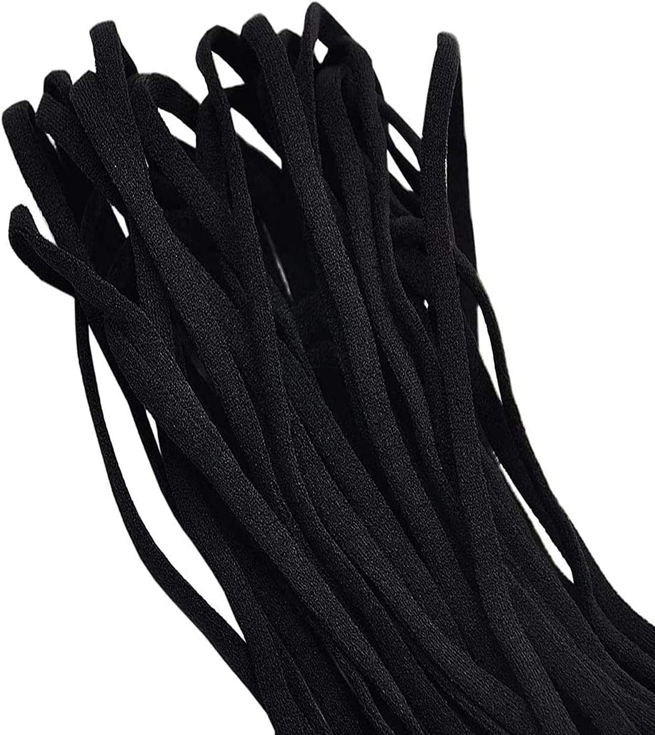 [1/5 Inch, 20 Yards] Black Elastic Band, CoutureBridal Braided Stretch Strap Cord Roll Heavy Stretch Elastic Band Round Ear Tie Earloop Strap for Sewing DIY Arts Crafting