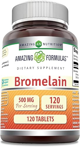 Amazing Formulas Bromelina de 500 mg (300 GDU) | Suplemento para tabletas | Sin OMG | Sin gluten | Fabricado en Estados Unidos (paquete de 1 | 120