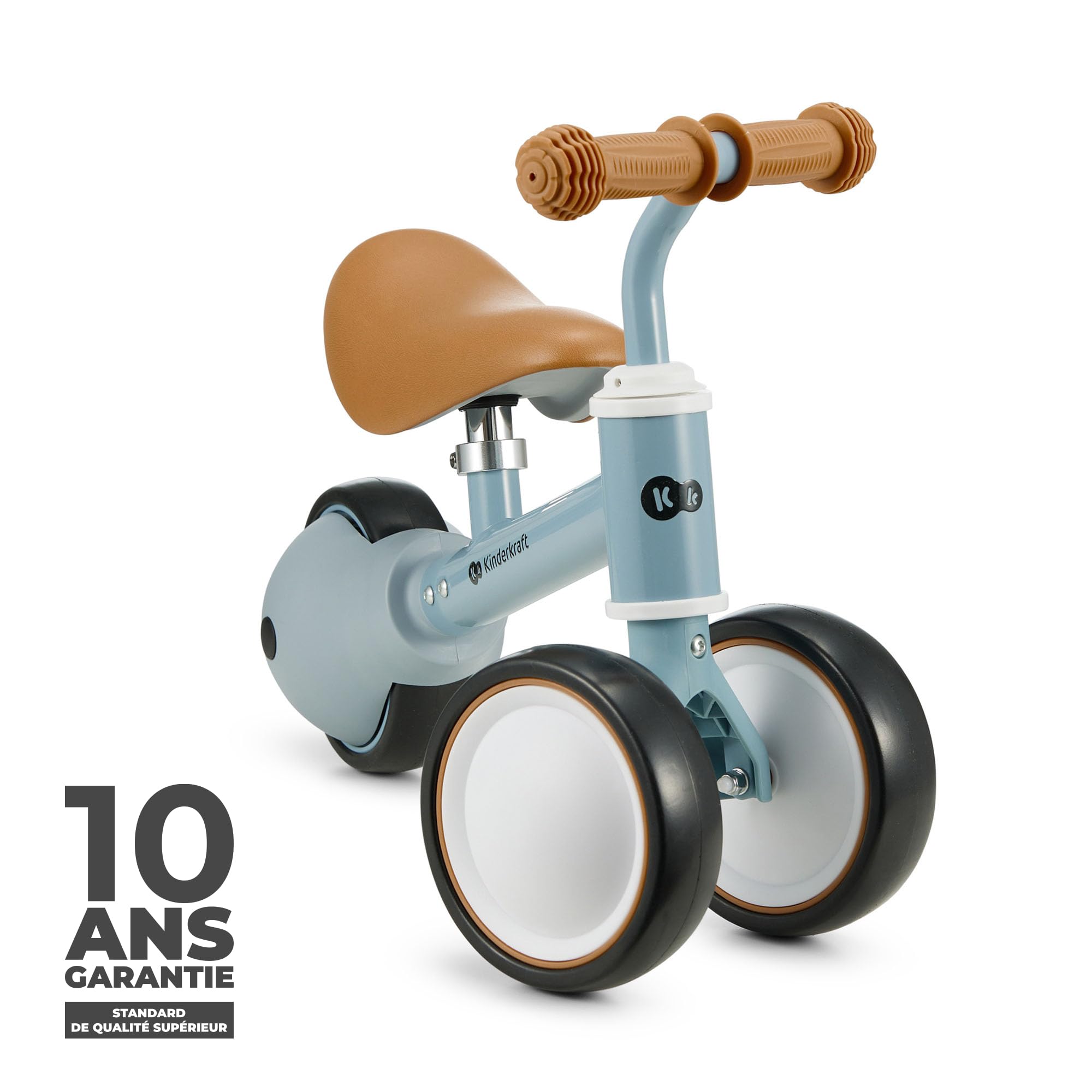 Kinderkraft Cutie Draisienne en Métal, Vélo 3-en-1, Vélo sans Pédales, Vélo Bébé, Siège Réglable (de 26 à 28 cm)., Sûr et Pratique, Poids léger, Trois Roues, 1 an à 15 kg, Bleu