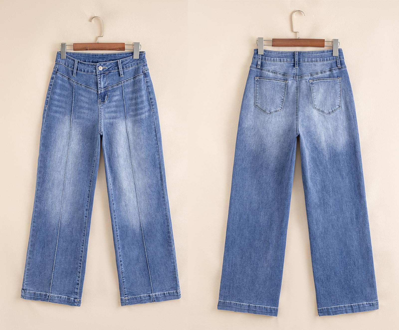 Jeans A Zampa D'elefante da Donna A Vita Alta Strappati dal Taglio Rilassato Jeans Svasati Pantaloni in Denim A Gamba Larga