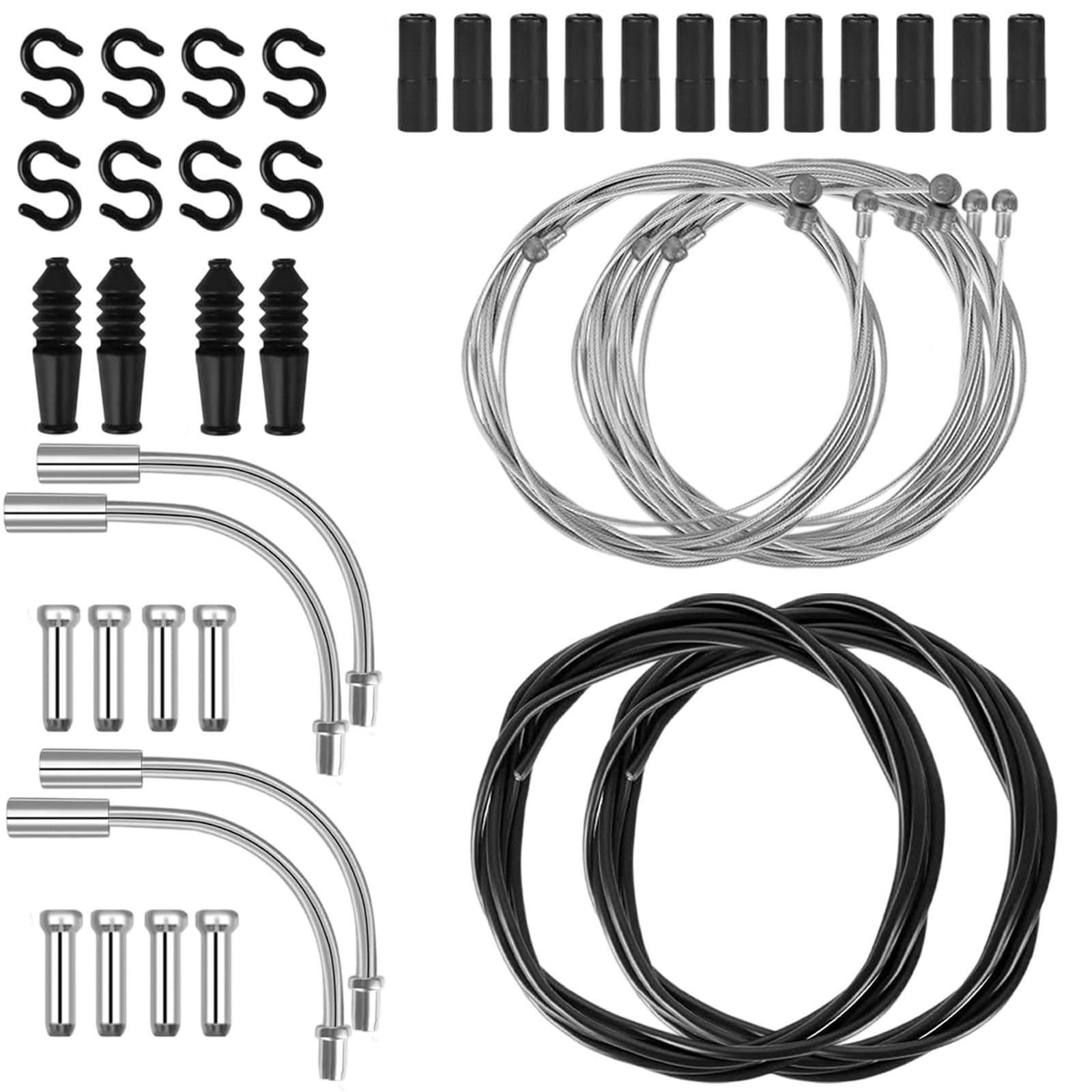 Hounyou 2 Piece Universal Bike Brake Cable Set, Bicycle Inner Cable & Drive with 90 Degrees 2 V Brake Manifolds, Bike Shift Cable for Mountain RoadBicycle