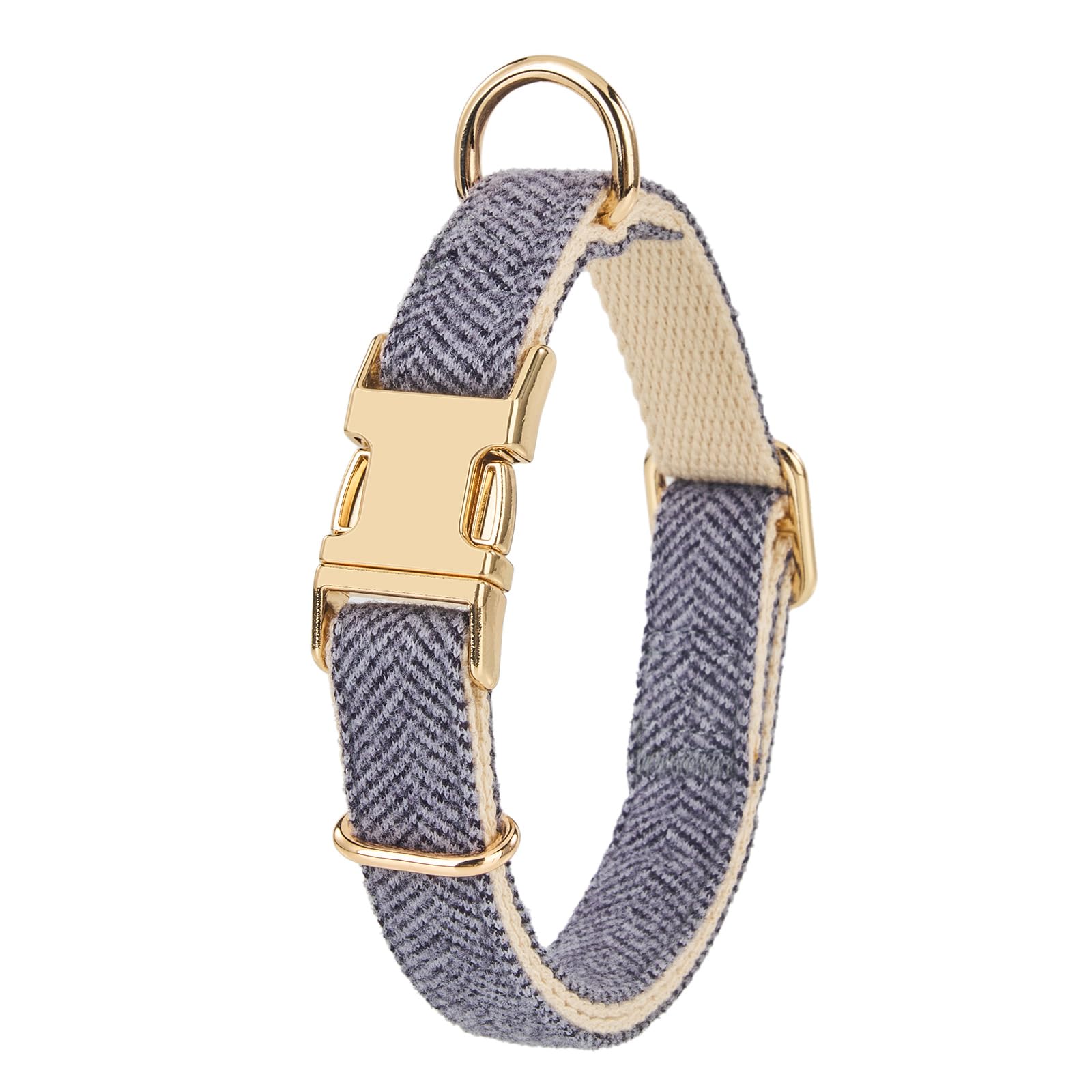 Petiry Tweed Medium Dog Collar with Quick Release Metal Buckle,Dark Grey