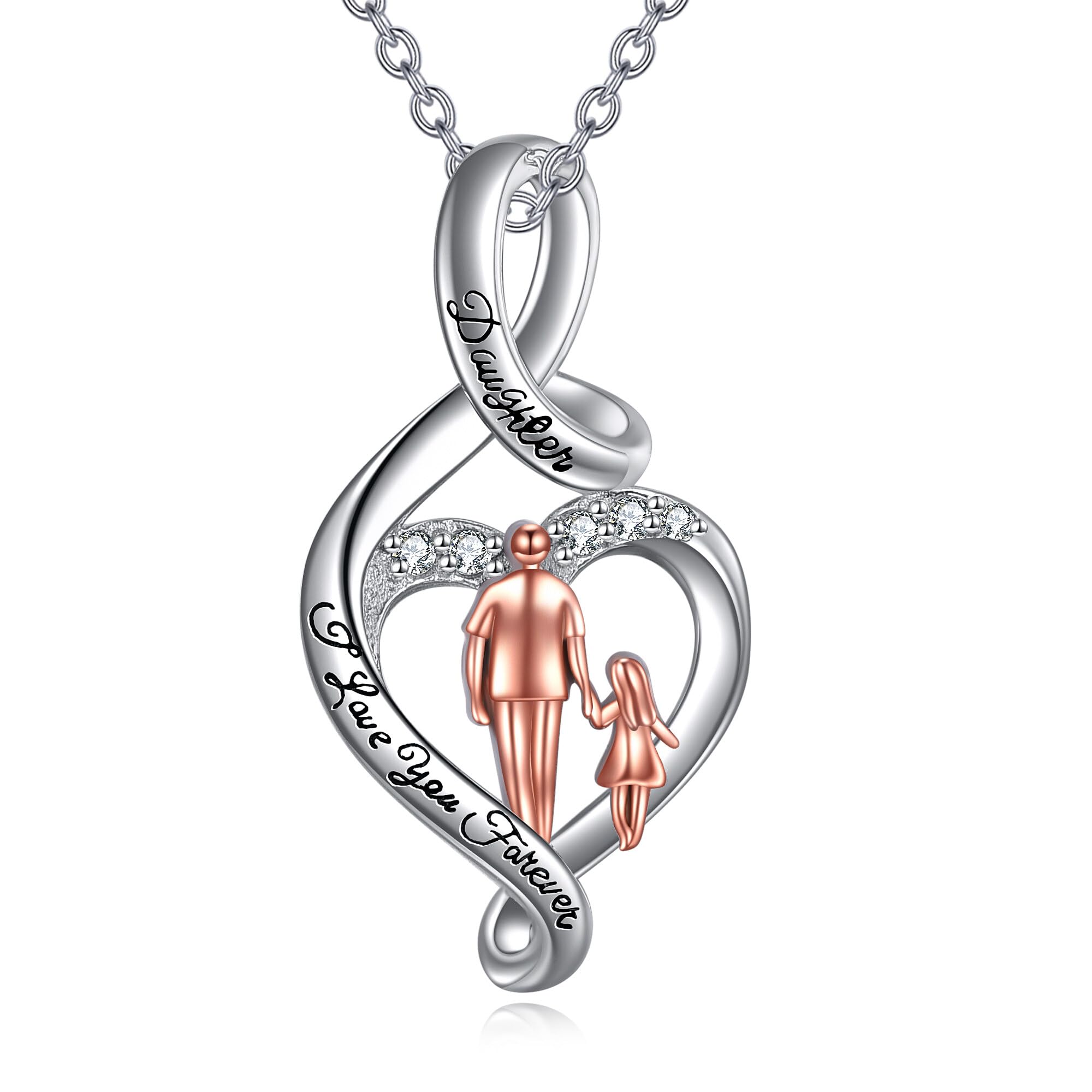 YFN Hija Halskette Geschenke von Papa Sterling Silber Tochter ich liebe dich immer Unendlichkeit Anhänger Schmuck für Frauen und Mädchen Geburtstag Weihnachten, Plata esterlina